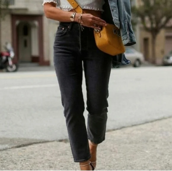 Levi's 501 Cropped Ff Topic Black Sz 26 Nwt - Picture 12 of 12